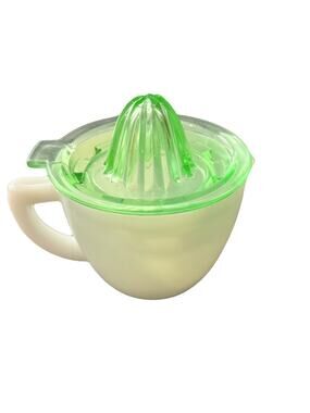 Vintage McKee Milk Glass Citrus Juicer with Green Glass Reamer